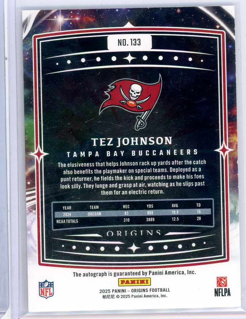 Tez Johnson 2025 Panini Origins Rookie Autograph #'d 95/99