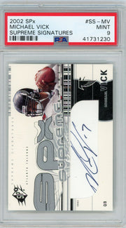 Michael Vick 2002 Upper Deck SPx Supreme Signatures PSA 9