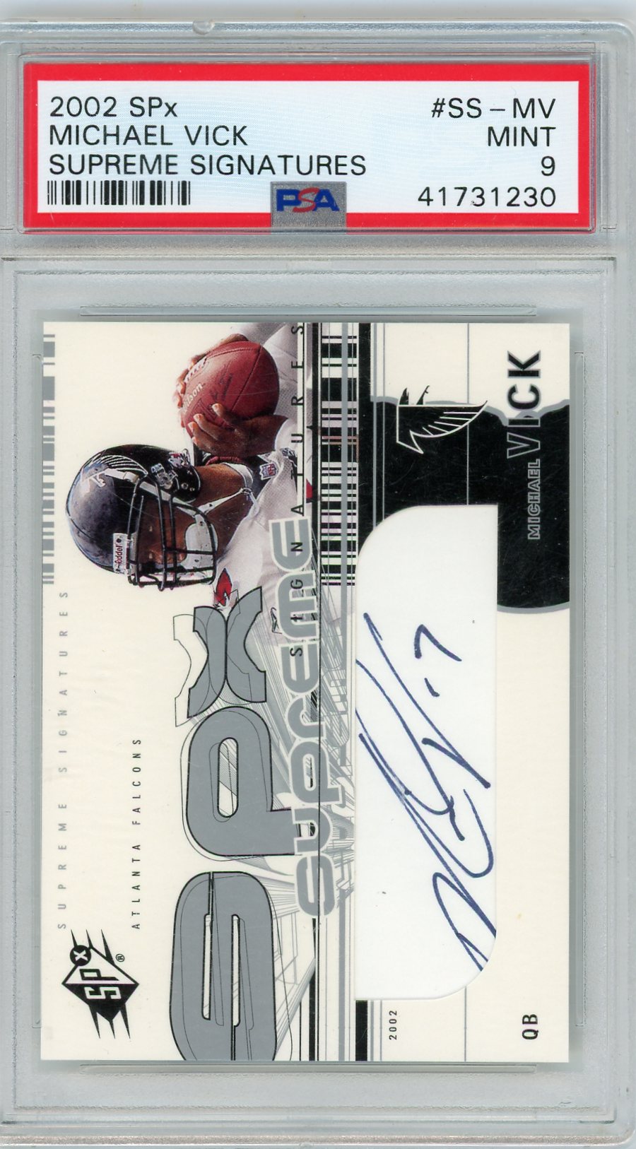 Michael Vick 2002 Upper Deck SPx Supreme Signatures PSA 9
