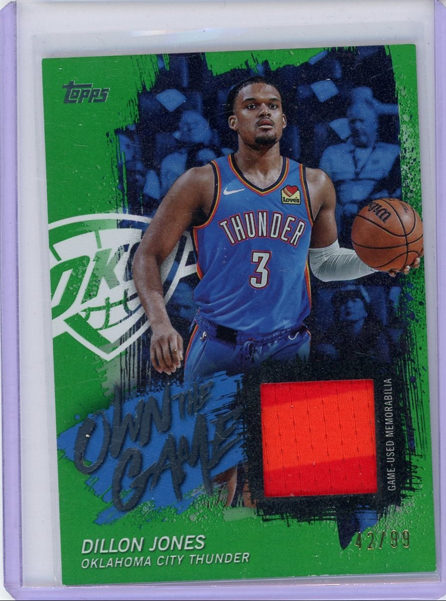 Dillon Jones 2025 Topps Basketball Own The Game Green Rookie Patch #'d 42/99