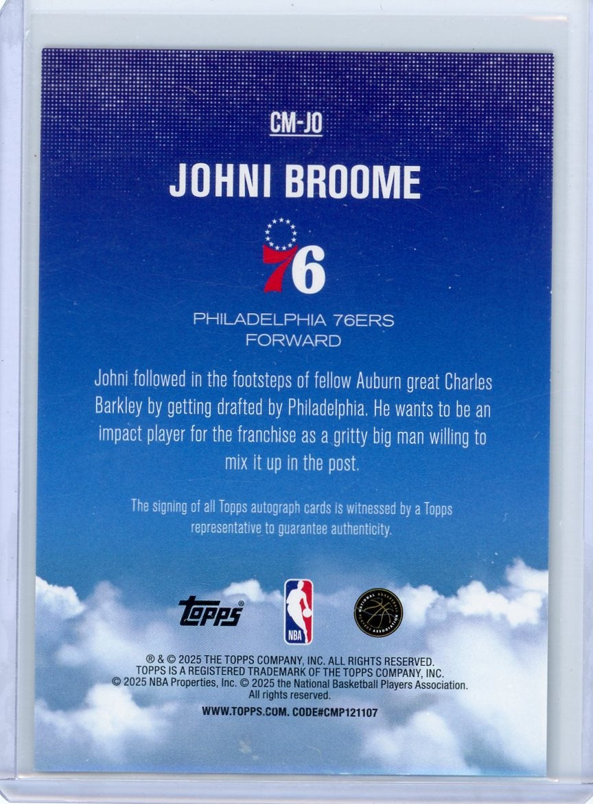 Johni Broome 2025 Topps Basketball Contemporary Marks Rookie Autograph