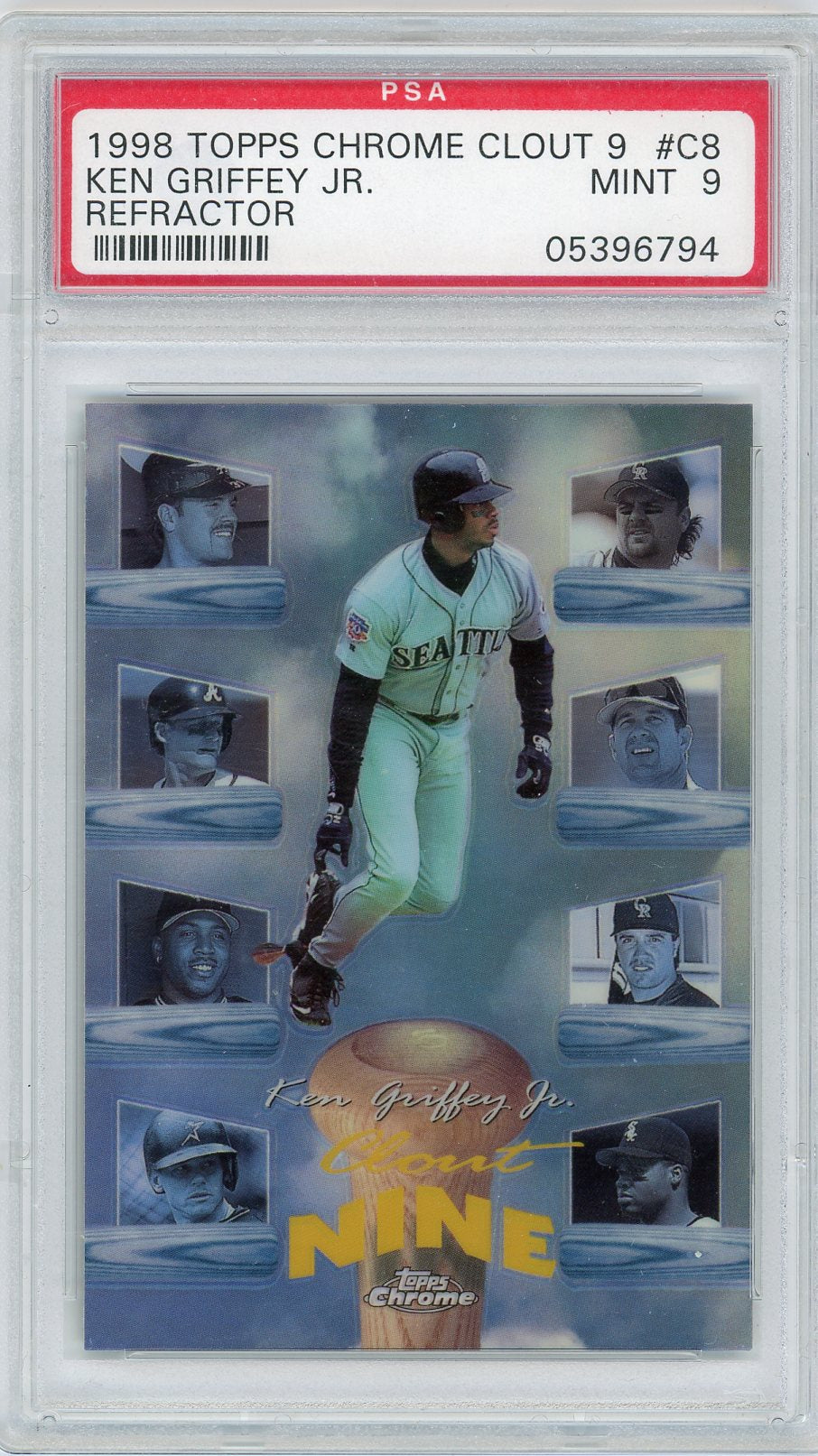 Ken Griffey Jr. 1998 Topps Chrome Clout 9 Refractor PSA 9