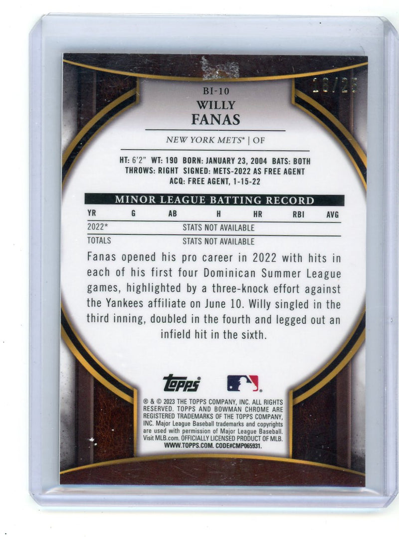 Willy Fanas 2023 Bowman Invicta Orange Refractor 