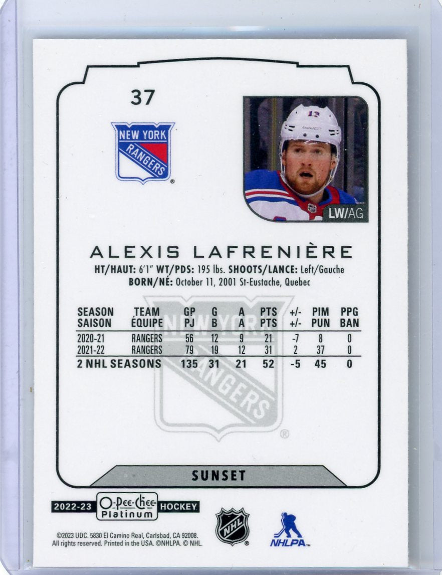 Alexis Lafreniere 2022-23 O-Pee-Chee Platinum Sunset