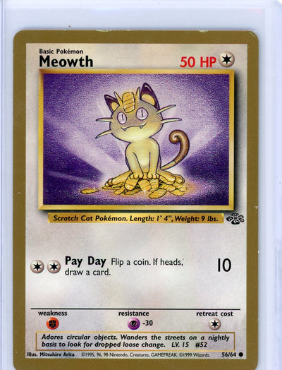 Meowth 1999 Pokemon gold border 56/64 played