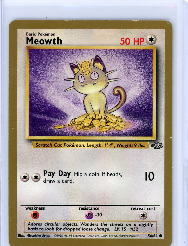Meowth 1999 Pokemon gold border 56/64 played