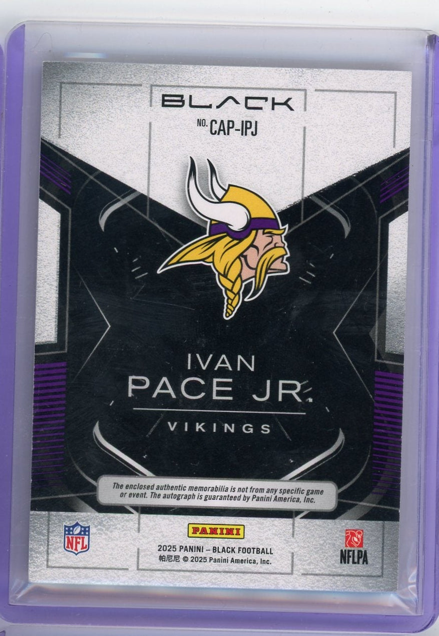 Ivan Pace Jr. 2025 Panini Black Capstones Quad Patch Auto #'d 39/50