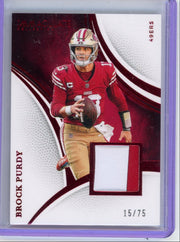 Brock Purdy 2025 Panini Immaculate relic red #'d 15/75
