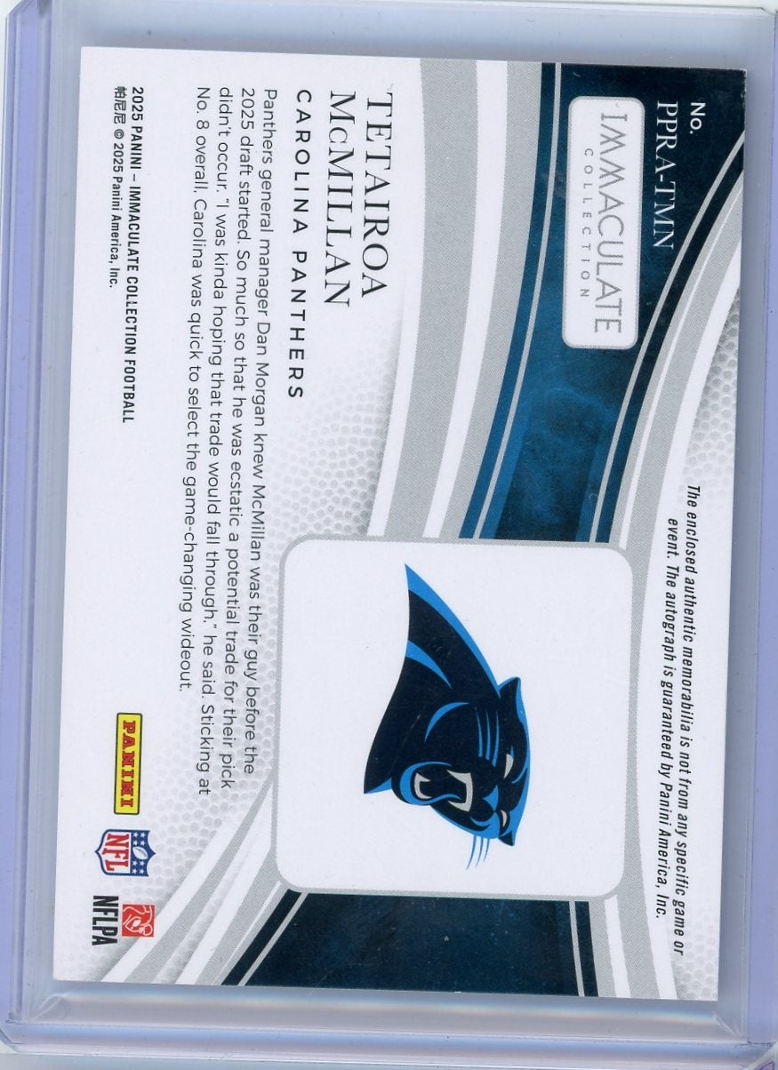Tetairoa McMillan 2025 Panini Immaculate Premium RPA #'d 09/25