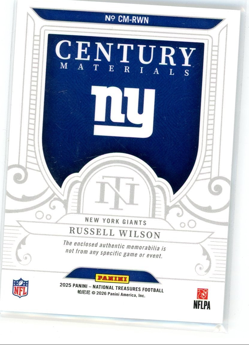 Russell Wilson 2025 Panini National Treasures Century Materials #'d 56/99