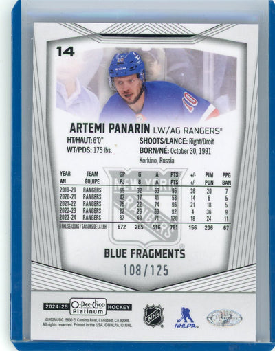 Artemi Panarin 2024-25 O-Pee-Chee Platinum Blue Fragments #'d 109/125