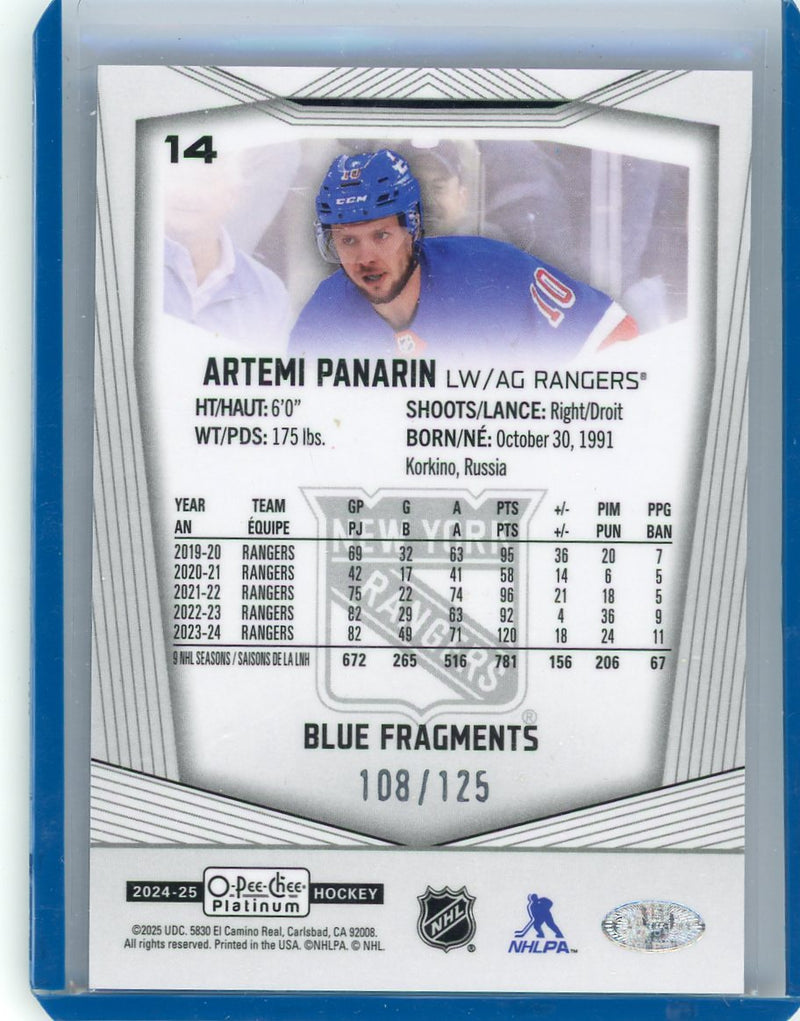 Artemi Panarin 2024-25 O-Pee-Chee Platinum Blue Fragments 