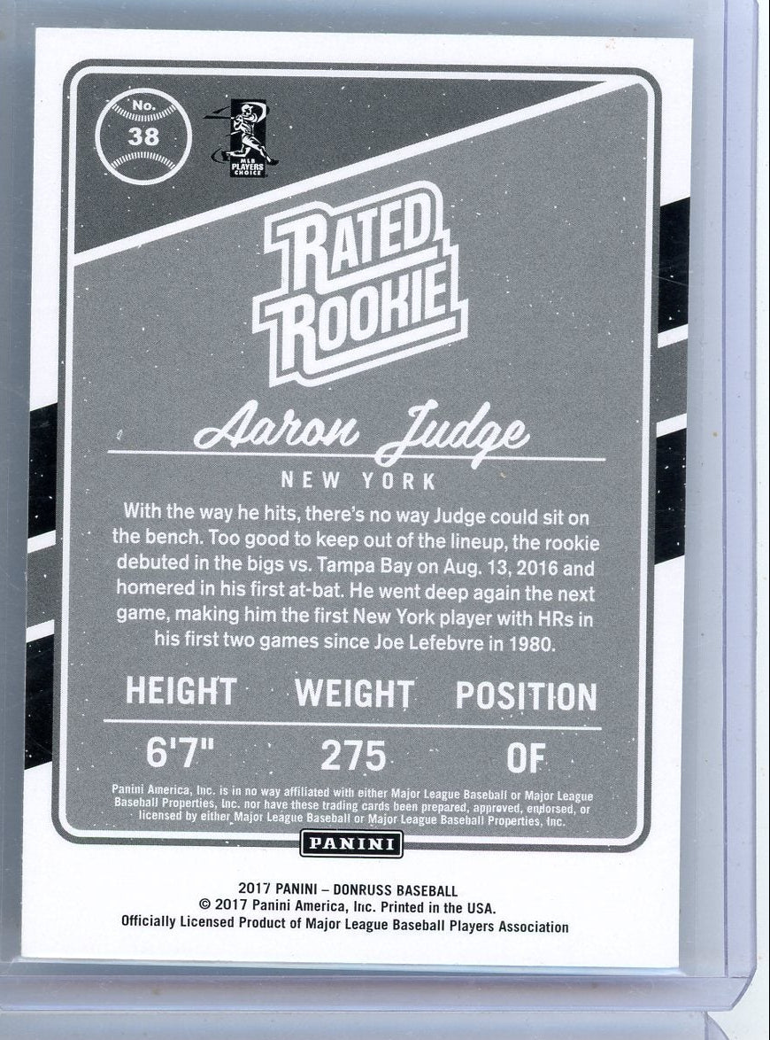 Aaron Judge 2017 Panini Donruss rookie card #38