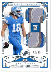 Isaac TeSlaa 2025 Panini National Treasures Dual Patch RC #'d 72/99