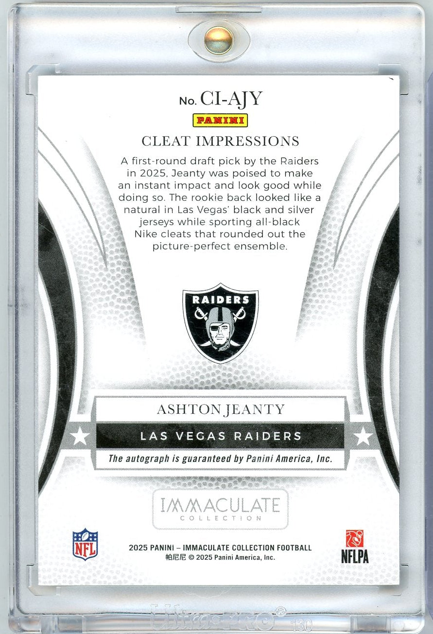 Ashton Jeanty 2025 Panini Immaculate Cleat Impressions autograph RC #'d 22/25