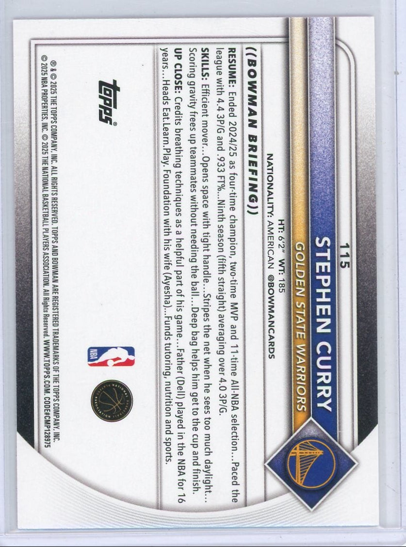 Stephen Curry 2025-26 Bowman pink #'d 057/175