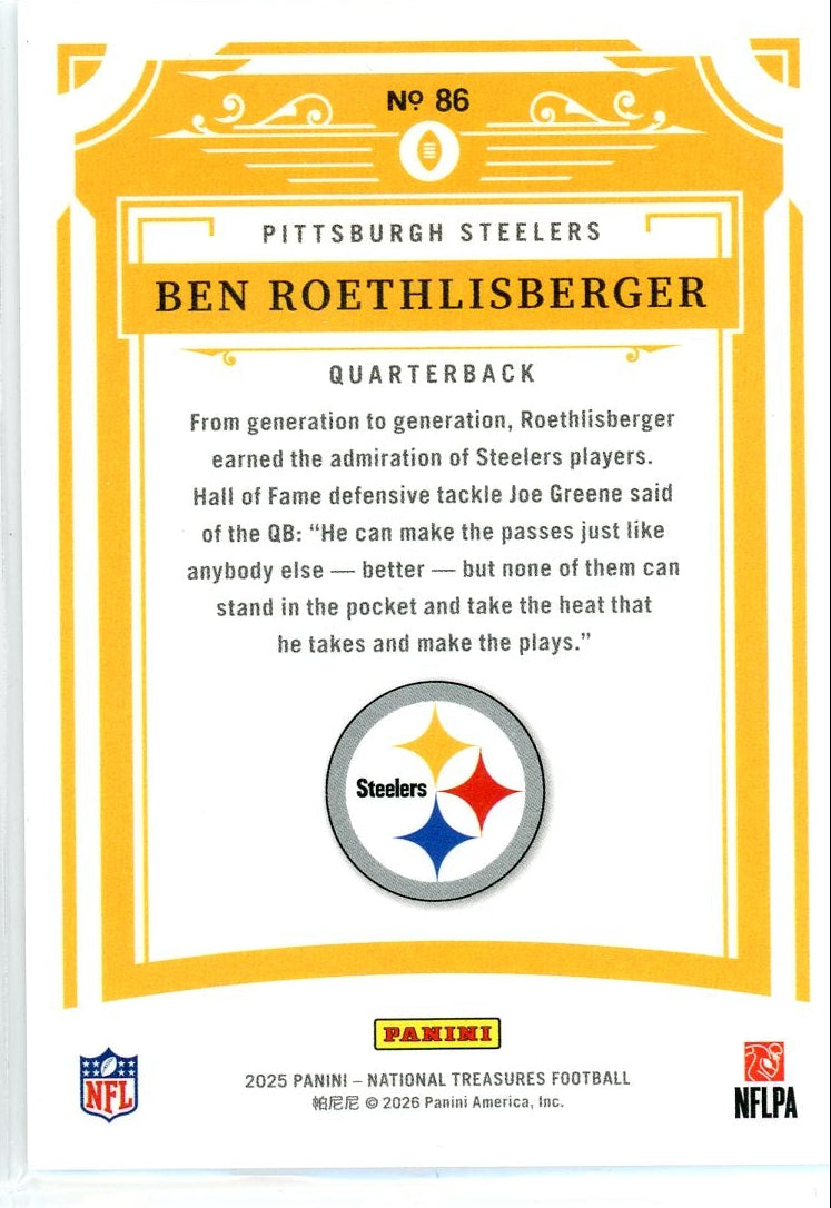 Ben Roethlisberger 2025 Panini National Treasures #'d 67/99