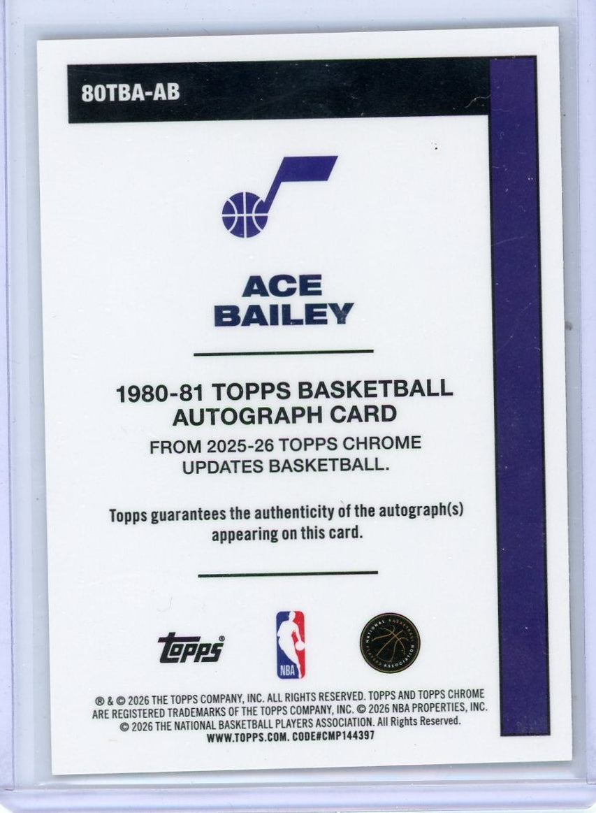 Ace Bailey 2025-26 Topps Chrome Update 1980-81 Autograph RC #'d 28/50