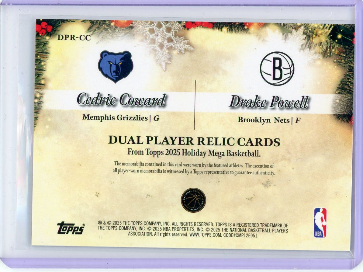 Cedric Coward / Drake Powell 2025 Topps Basketball Holiday Dual Rookie Relic