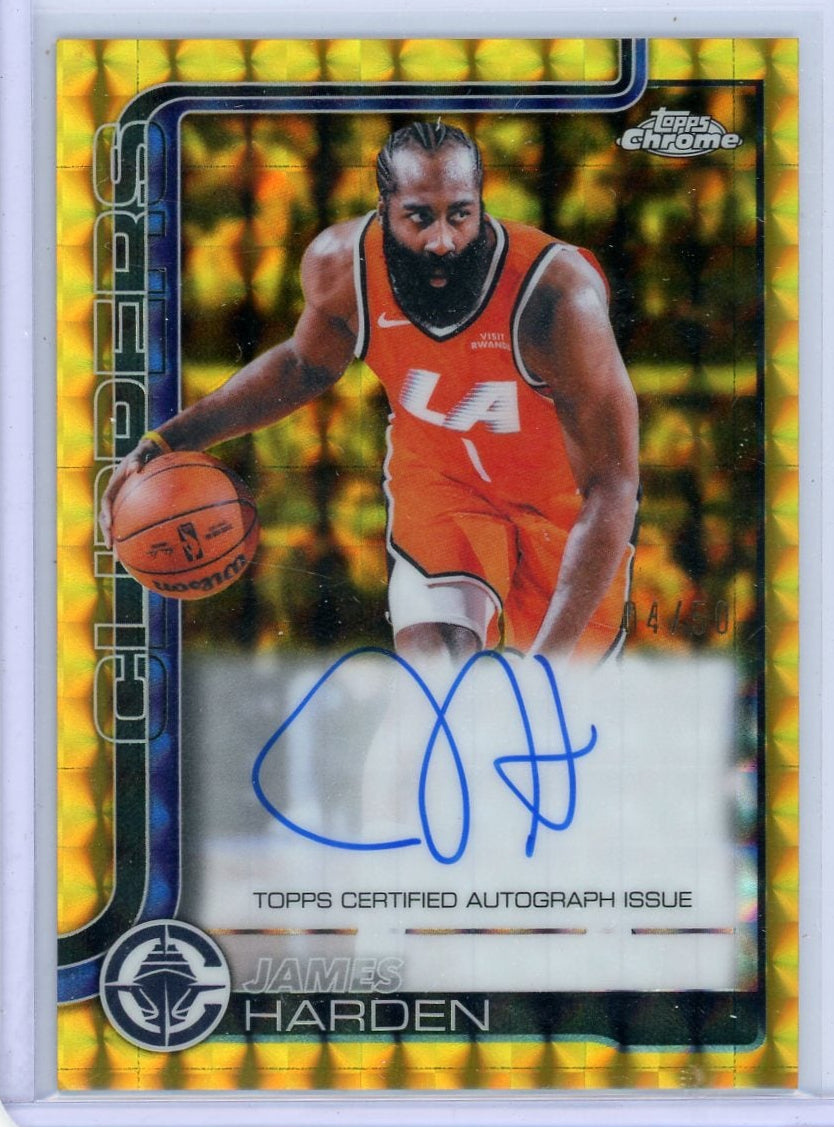 James Harden 2025-26 Topps Chrome Update Gold Geometric Auto #'d 04/50