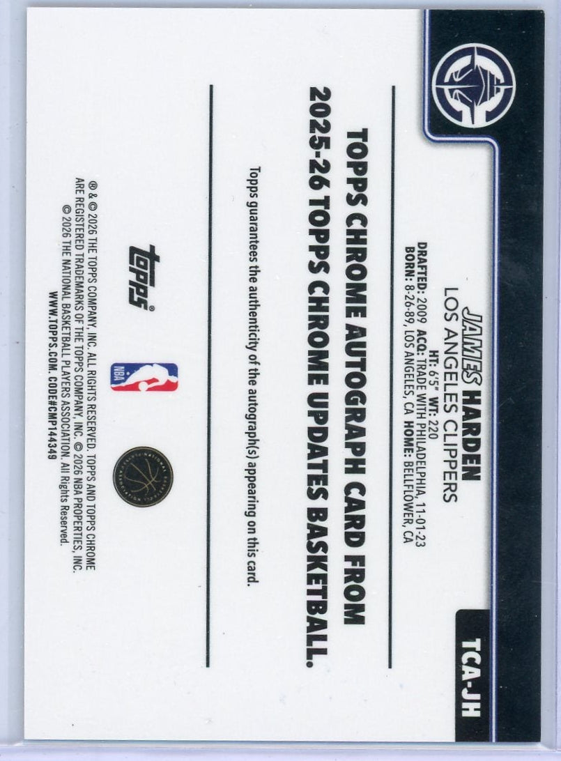 James Harden 2025-26 Topps Chrome Update Gold Geometric Auto #'d 04/50