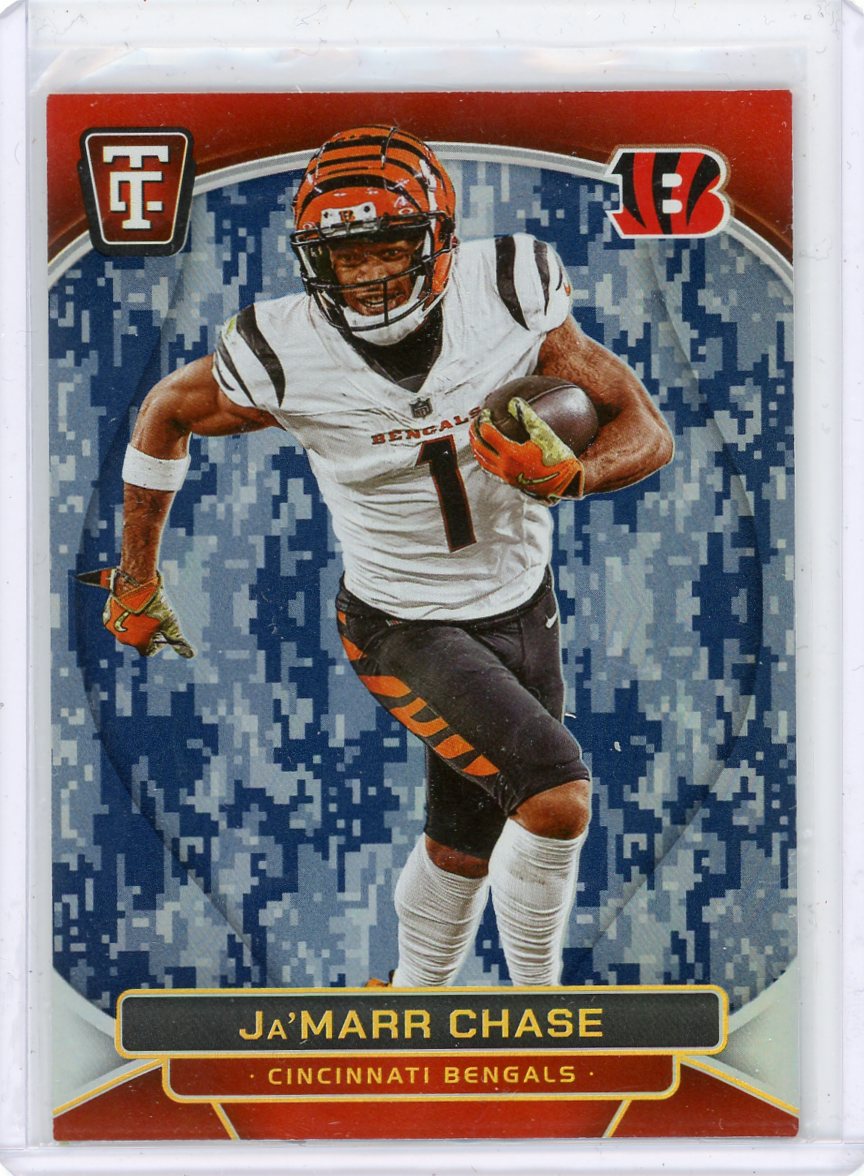 Ja'Marr Chase 2024 Panini Totally Certified Mirrow Platinum Blue Camo #'d 09/50