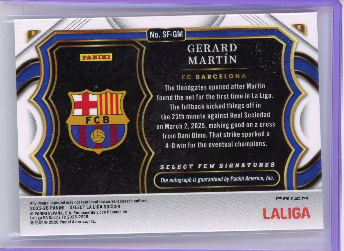 Gerard Martin 2025-26 Panini Select Select Few Signatures silver prizm
