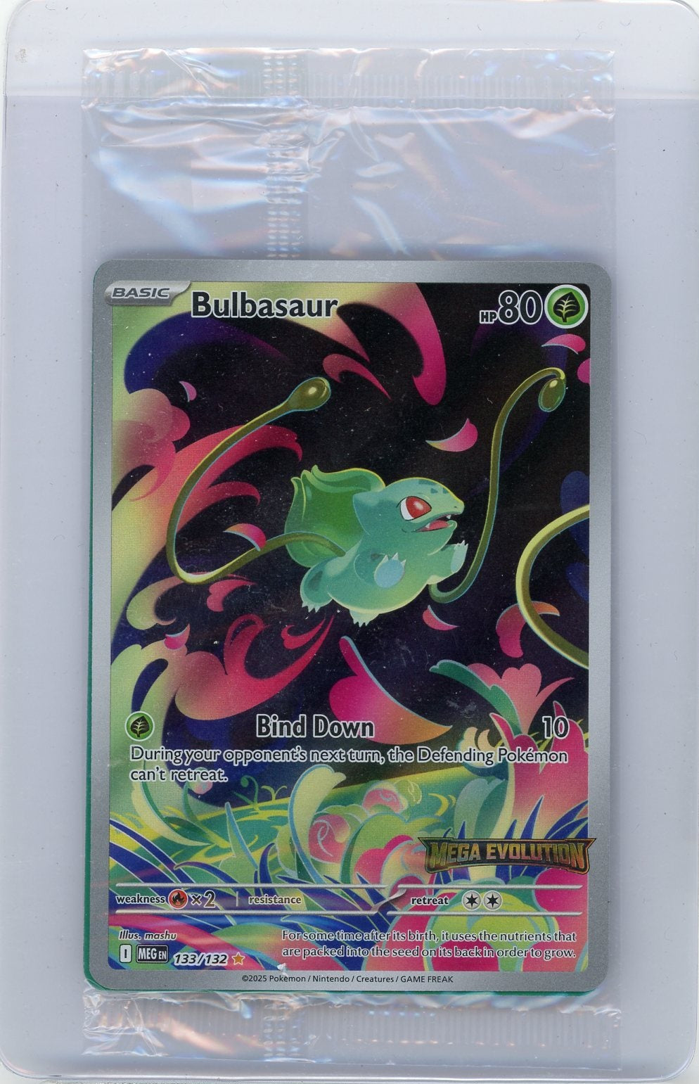 Bulbasaur Pokémon Mega Evolution Illustration Rare #133/132 (Stamped)(Sealed)