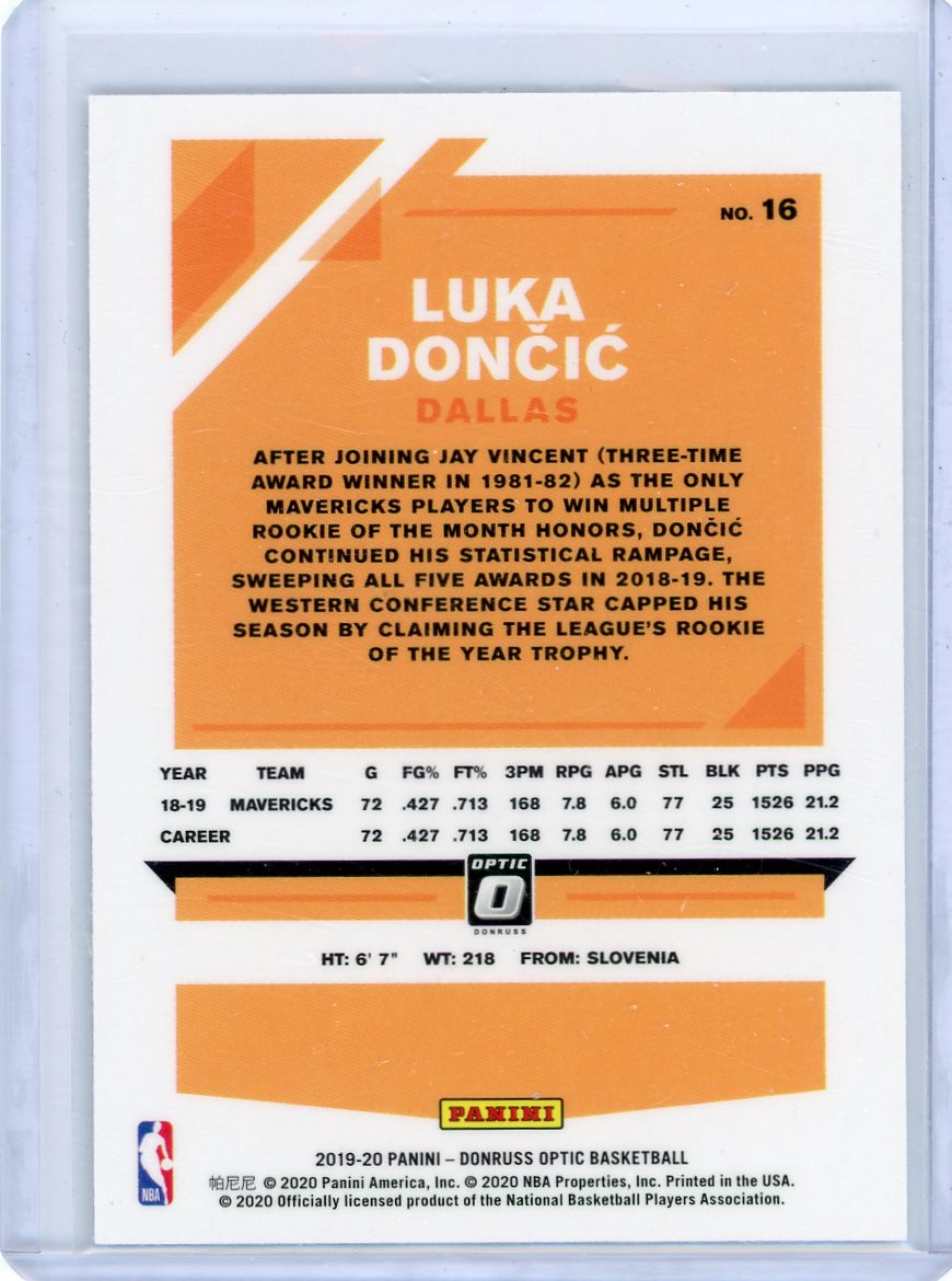 Luka Doncic 2019-20 Panini Donruss Optic #16