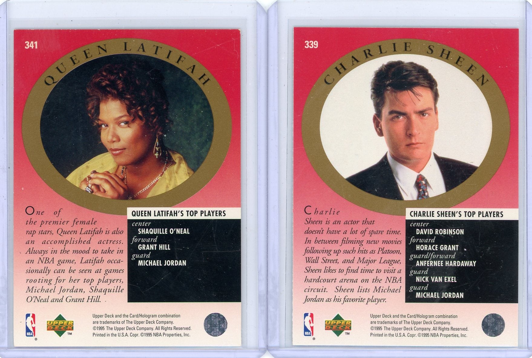 Michael Jordan 1995 Upper Deck Major Attractions Bundle (Charlie Sheen/Queen Latifah)