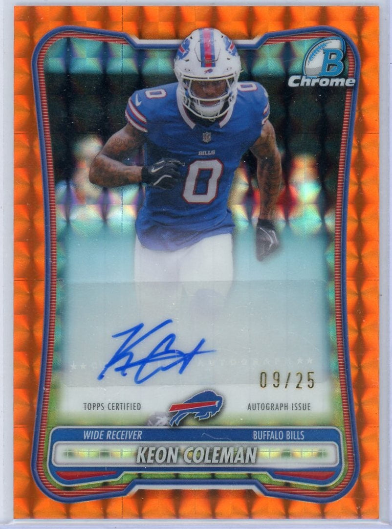 Keon Coleman 2026 Bowman Football Orange Geometric Autograph #'d 9/25