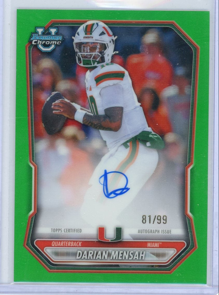 Darian Mensah 2026 Bowman Football Green Autograph #'d 81/99