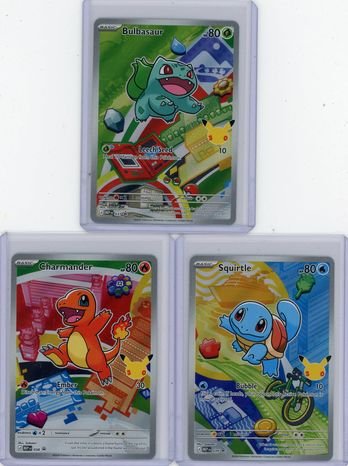 Bulbasaur/Charmander/Squirtle 2026 Pokémon First Partner Promos 2026 #037-039