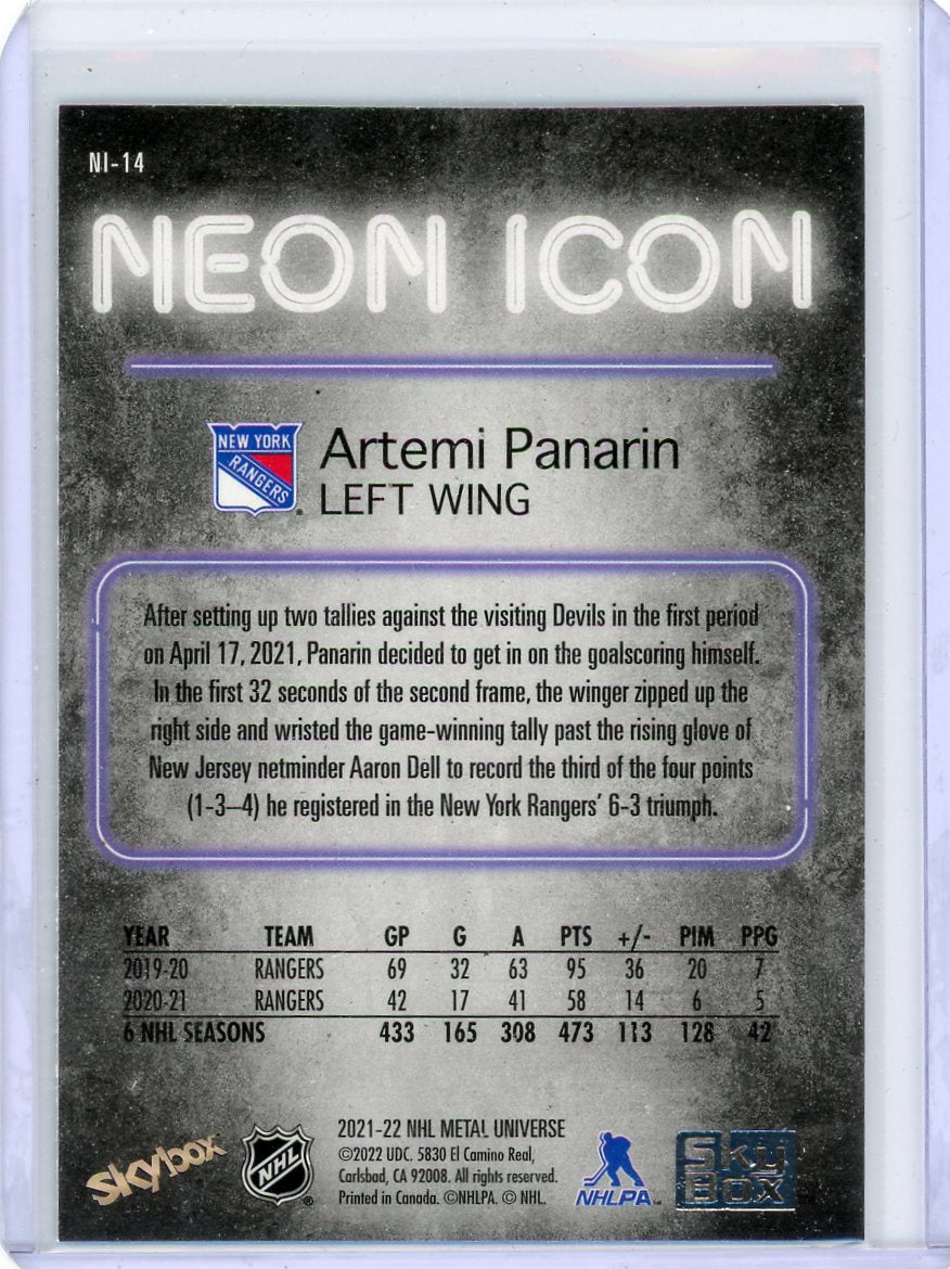 Artemi Panarin 2021-22 Metal Universe Neon Icon