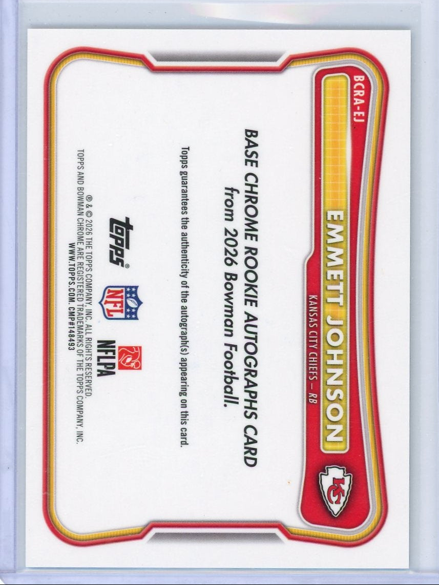 Emmett Johnson 2026 Bowman Football Rookie Autograph
