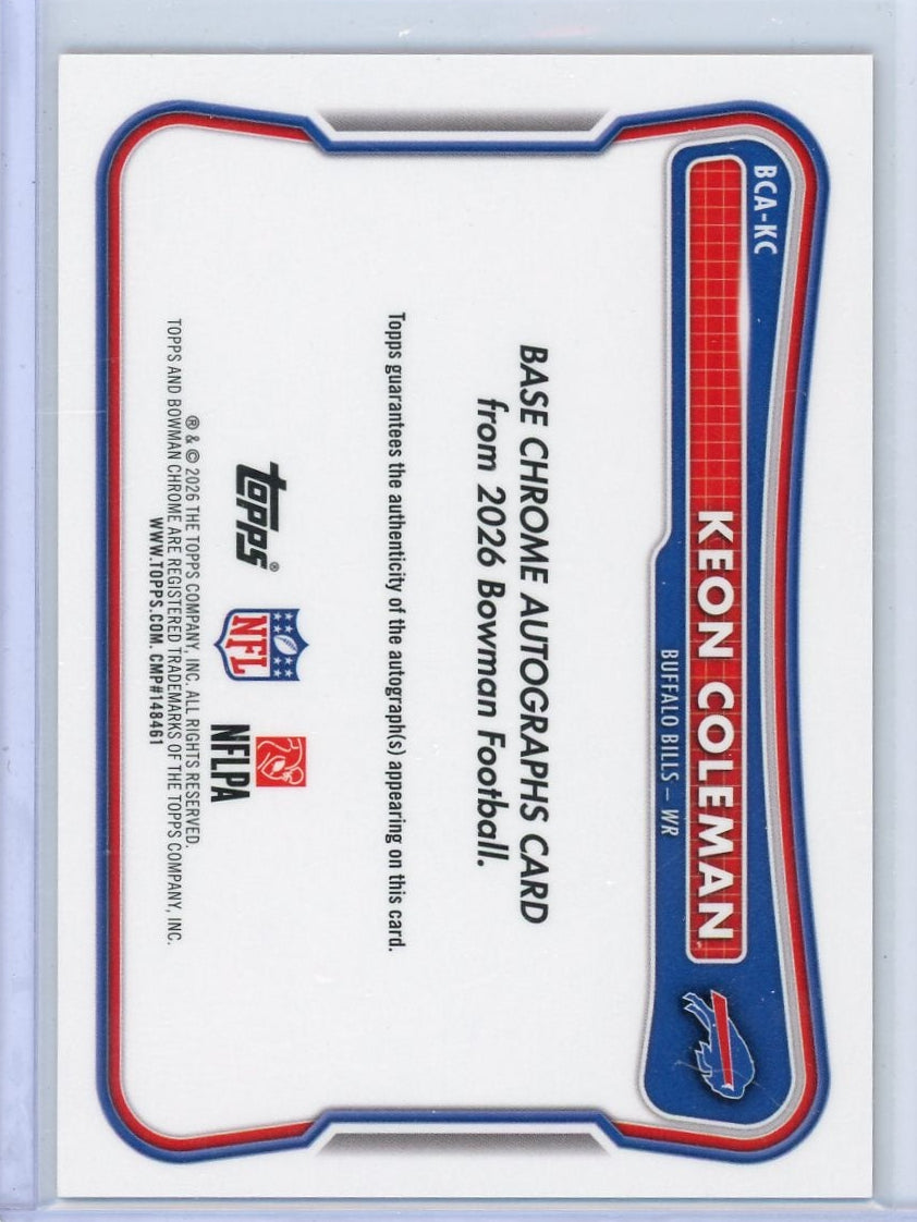 Keon Coleman 2026 Bowman Football Orange Geometric Autograph #'d 9/25