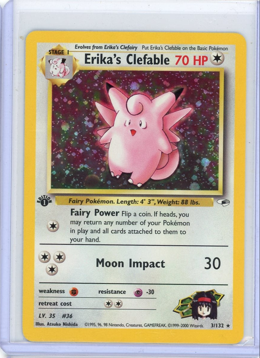 Erika's Clefable Pokemon Gym Heroes 1st Edition holo #3/132