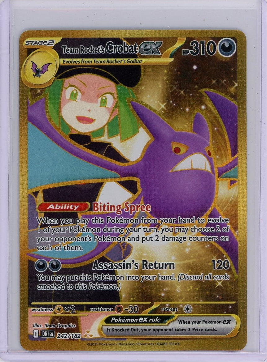 Team Rocket's Crobat ex Pokémon Destined Rivals Hyper Rare #242/182
