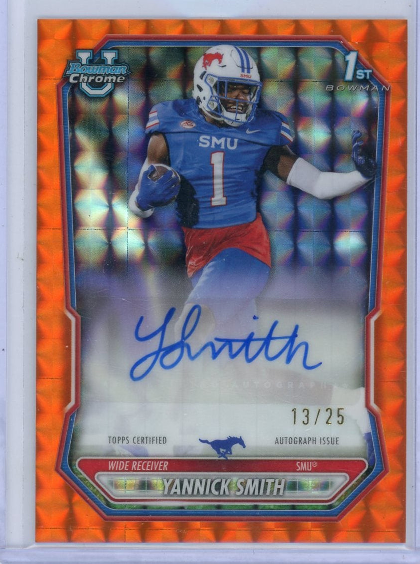 Yannick Smith 2026 Bowman Football Orange Geometric Autograph #'d 13/25