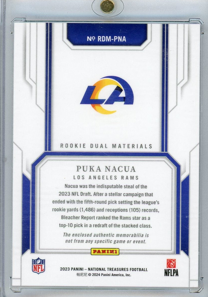 Puka Nacua 2023 Panini National Treasures rookie dual materials #'d 06/17