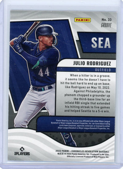Julio Rodriguez 2022 Panini Chronicles Revolution Groove rookie card
