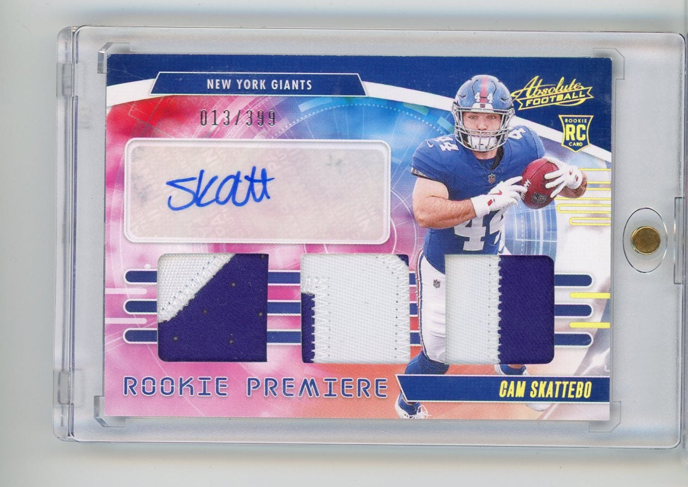Cam Skattebo 2025 Panini Absolute Rookie Premiere triple relic RPA #'d 013/399