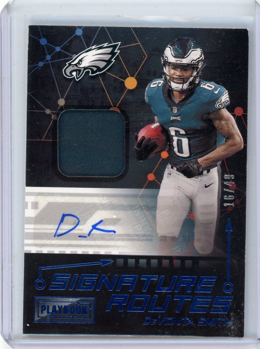 DeVonta Smith 2021 Panini Playbook Signature Routes RPA #'d 16/49