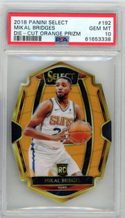 Mikal Birdges 2018 Panini Select die-cut orange prizm rookie card #'d 53/65 PSA 10