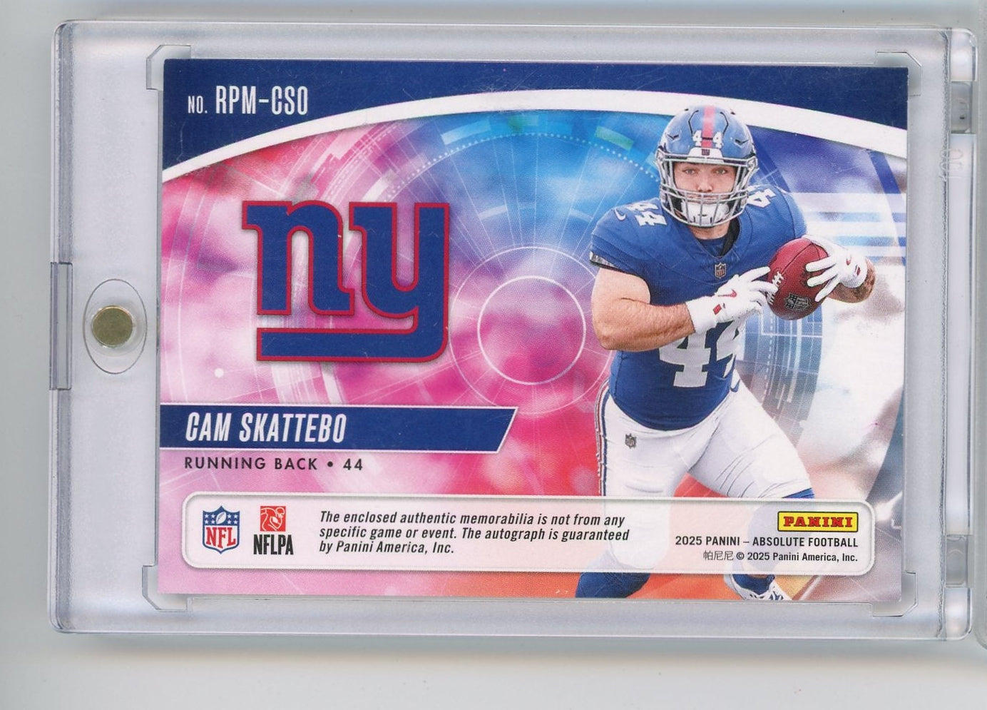 Cam Skattebo 2025 Panini Absolute Rookie Premiere triple relic RPA #'d 013/399