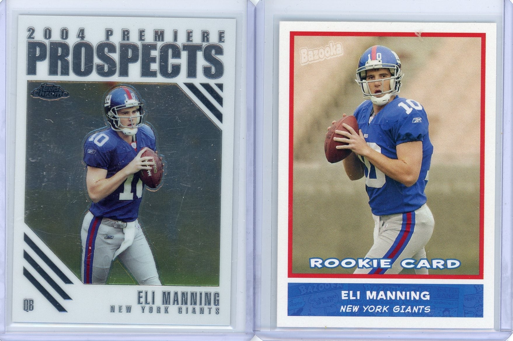 Eli Manning 2004 Topps 2-card rookie lot