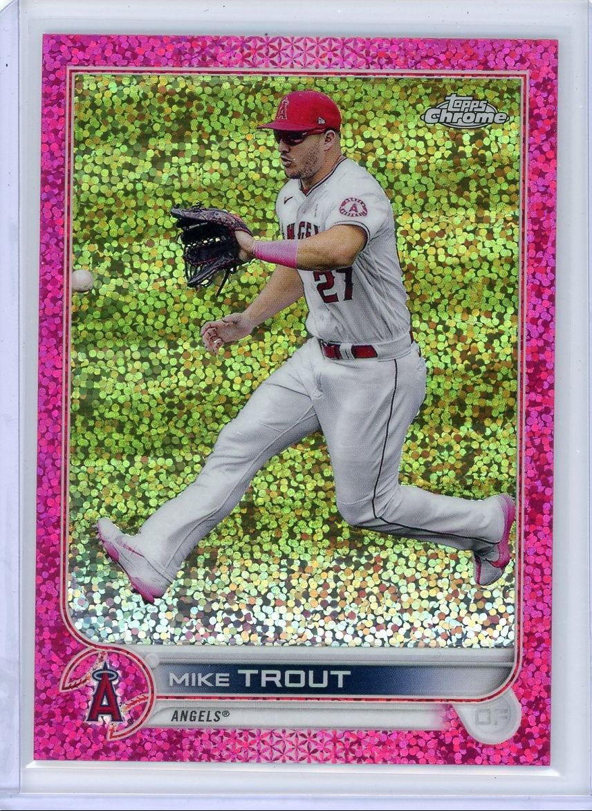Mike Trout 2022 Topps Chrome pink mini diamond refractor #'d 207/350