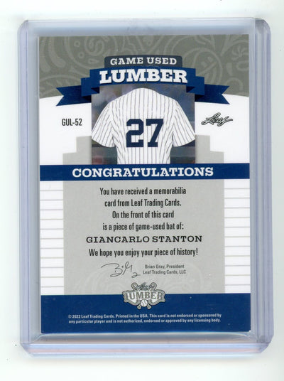 Giancarlo Stanton 2022 Leaf Lumber Game Used Lumber Relics Bronze #'d 30/45