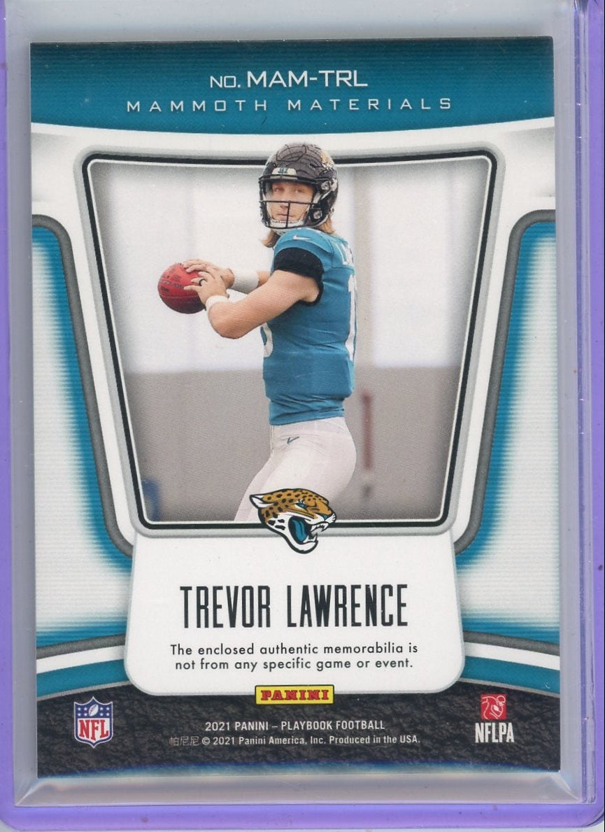 Trevor Lawrence 2021 Panini Playbook Mammoth Materials relic RC #'d 25/49