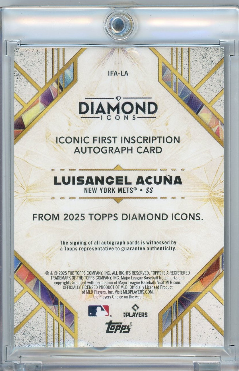 Luisangel Acuna 2025 Topps Diamond Icons Iconic First Inscription Auto #'d 10/25